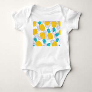 Ananas weißer Hintergrund, nahtloses Muster. Baby Strampler