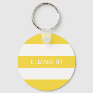 Ananas, welcher Horiz-Preppy-Streifen #3 Monogramm Schlüsselanhänger