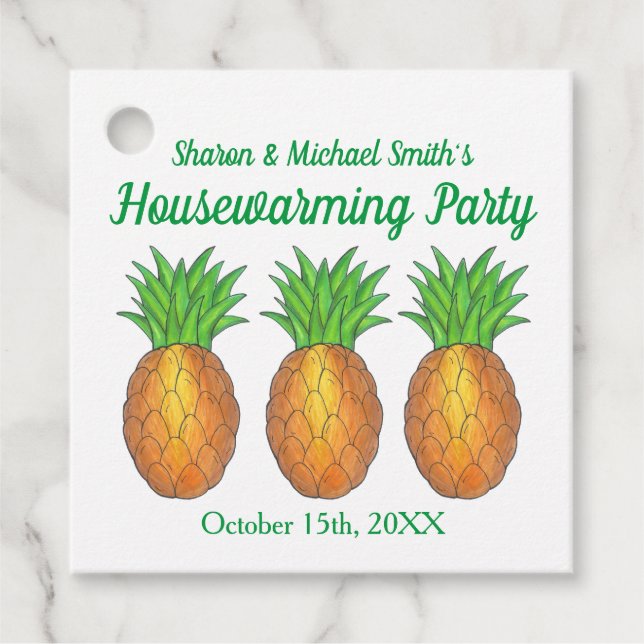 Ananas Welcome Open House Housewarming Party Geschenkanhänger (Vorderseite)