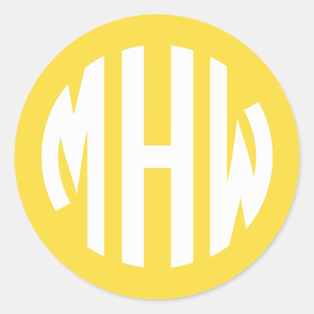 Ananas White 3 Initials Circle Monogram DIY BG Runder Aufkleber (Vorderseite)