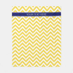 Ananas White LG Zickzack Navy Blue Name Monogram Fleecedecke