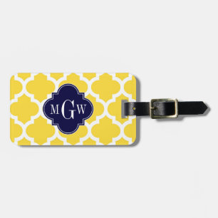 Ananas Wht Moroccan #5 Navy 3 Initialen Monogramm Gepäckanhänger