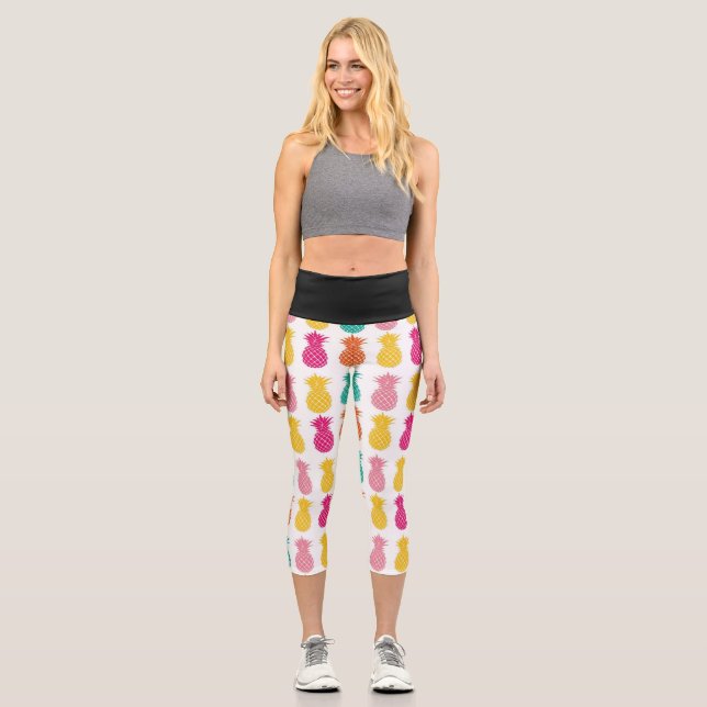 Ananas-Zaubermuster Capri Leggings (Vorderseite)