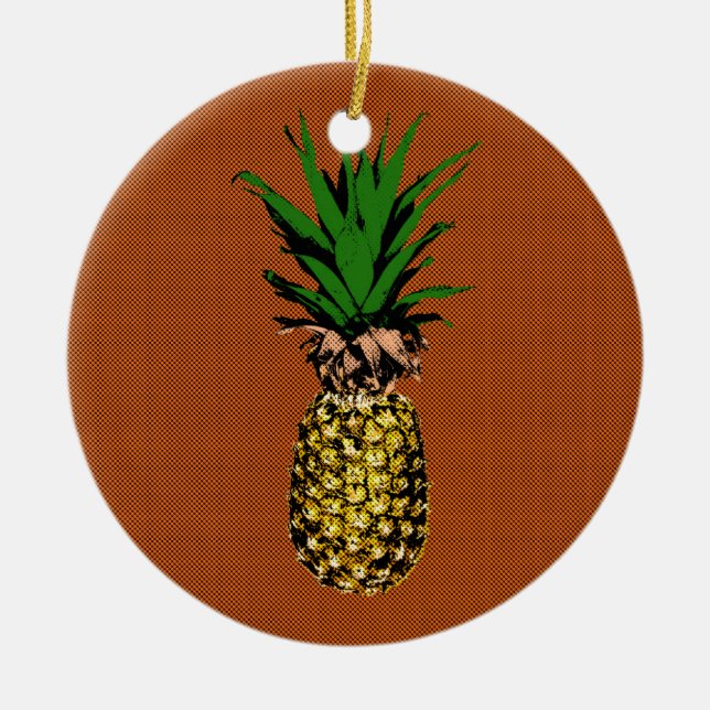 Ananas-Zeitungspapier Keramik Ornament (Vorne)