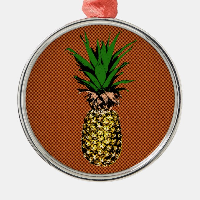 Ananas-Zeitungspapier Ornament Aus Metall (Vorne)
