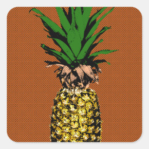 Ananas-Zeitungspapier Quadratischer Aufkleber