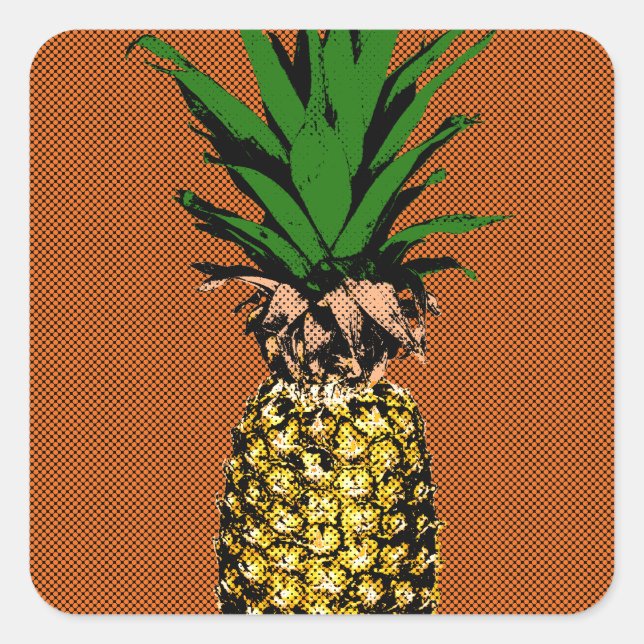 Ananas-Zeitungspapier Quadratischer Aufkleber (Vorderseite)