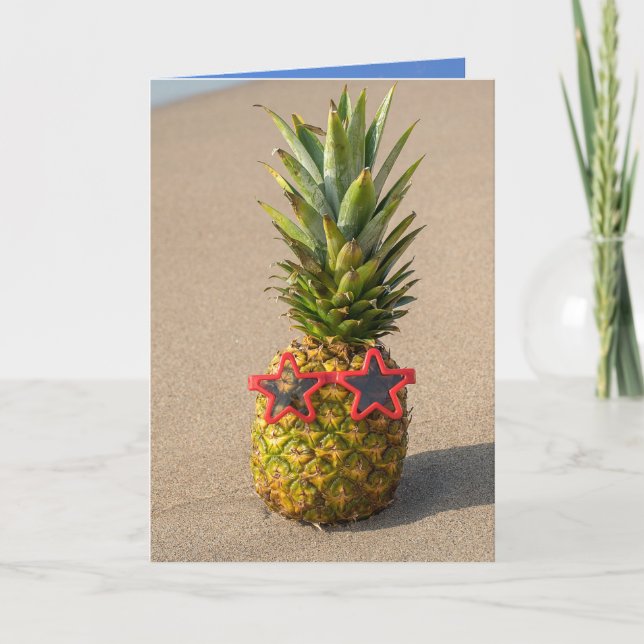 Ananas zum Geburtstag mit Sonnenbrille Karte (Vorderseite)