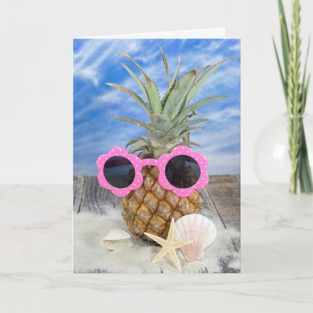 Ananas zum Geburtstag mit Sonnenbrille Karte (Vorderseite)