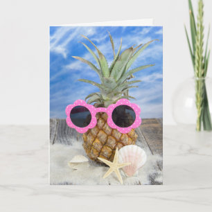 Ananas zum Geburtstag mit Sonnenbrille Karte