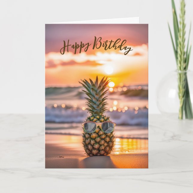Ananas zum Geburtstag mit Sonnenbrille Karte (Vorderseite)