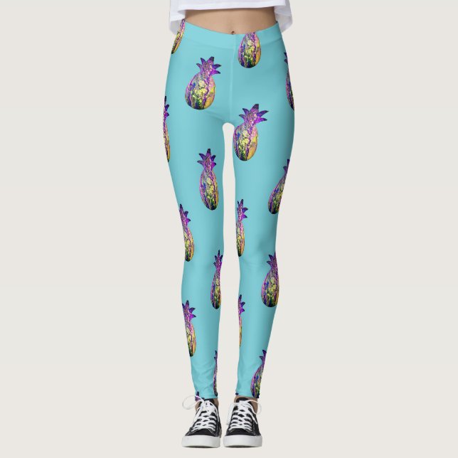 Ananaseilblau Leggings (Vorderseite)