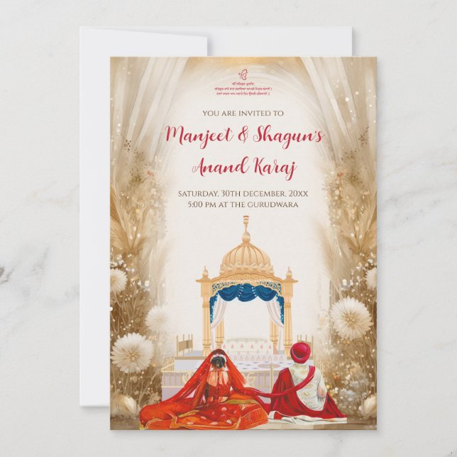 Anand Karaj invitations Digital Sikh Wedding cards Einladung (Vorderseite)