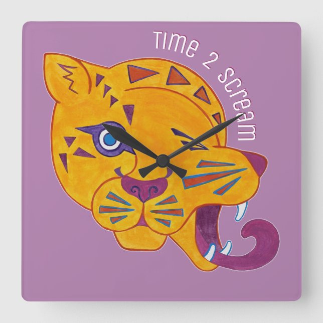 Anarchisches Gift Leopard Quadratische Wanduhr (Vorderseite)