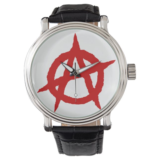 Anarchisches Symbol roter Punk Musik Kultur Zeiche Armbanduhr (Vorderseite)