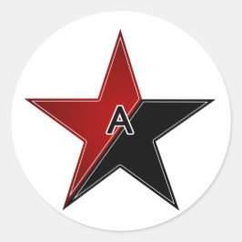 Anarchist in Rot/Schwarz Runder Aufkleber
