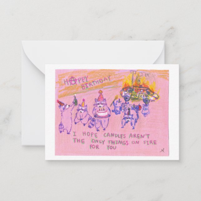 Anarchist Raccoons Geburtstagskarte Mitteilungskarte (Vorderseite)