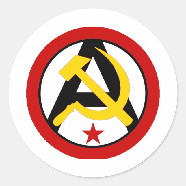 Anarcho-kommunistisches Logo Runder Aufkleber (Vorderseite)