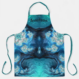 ANASTASIA ~ ABSTRAKTES FRAKTAL Blue Aqua White ~ Schürze