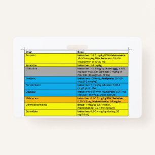 Anästhesie IV Meds Abzeichen Buddy Ausweis