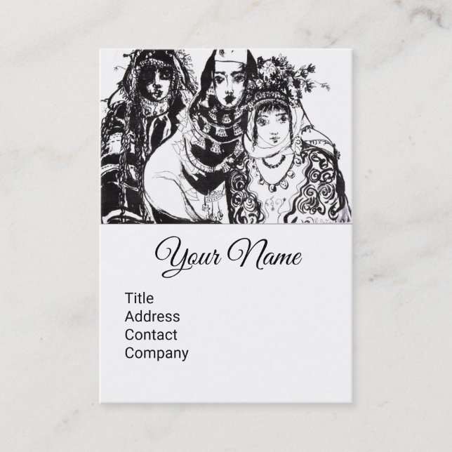 ANATOLIAN GIRLS Black Whiye Ethnic Fashion Zeichne Visitenkarte (Vorderseite)
