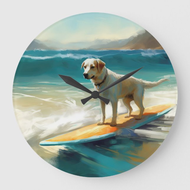 Anatolian Shepherd Beach Surfmalerei Große Wanduhr (Vorderseite)
