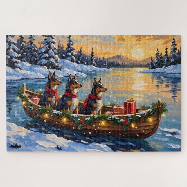 Anatolian Shepherd Christmas Boat Holiday Puzzle (Horizontal)
