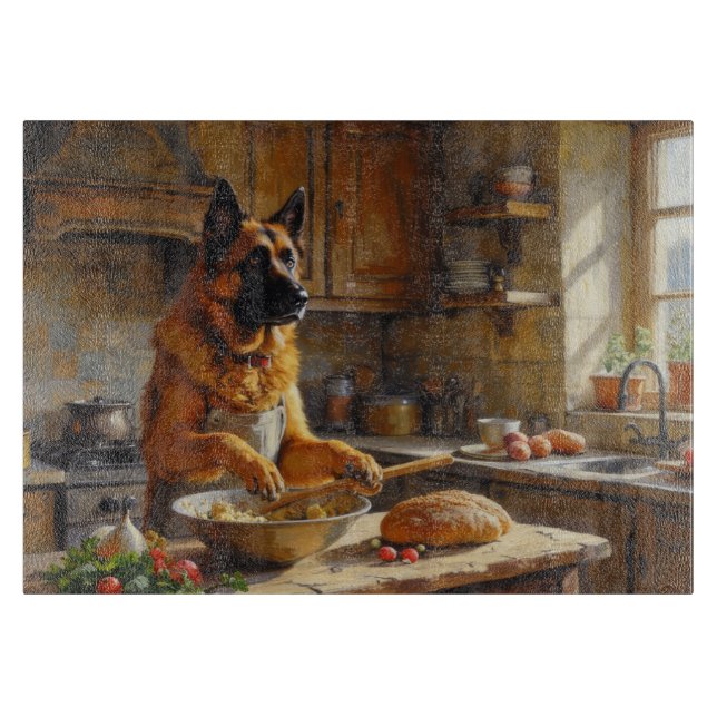 Anatolian Shepherd Cooking in Kitchen Schneidebrett (Vorderseite)