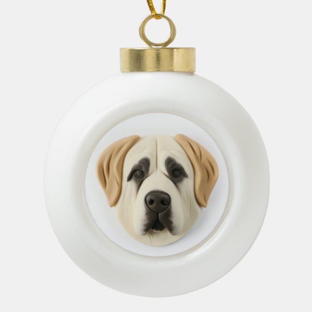 Anatolian Shepherd Dog 3D Inspiriert Keramik Kugel-Ornament (Vorderseite)