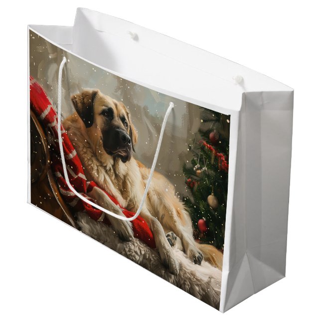 Anatolian Shepherd Dog Christmas festival Große Geschenktüte (Vorderseite Schrägansicht)