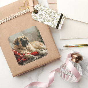 Anatolian Shepherd Dog Christmas festival Quadratischer Aufkleber