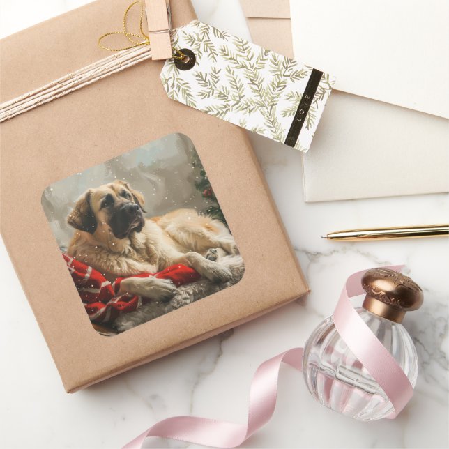 Anatolian Shepherd Dog Christmas festival Quadratischer Aufkleber (Schenken)