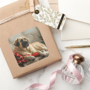 Anatolian Shepherd Dog Christmas festival Quadratischer Aufkleber