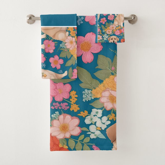 Anatolian Shepherd Dog Floral farbiges Muster Badhandtuch Set (Insitu)