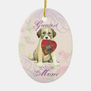 Anatolian Shepherd Dog Heart Mom Ceramic Ornament