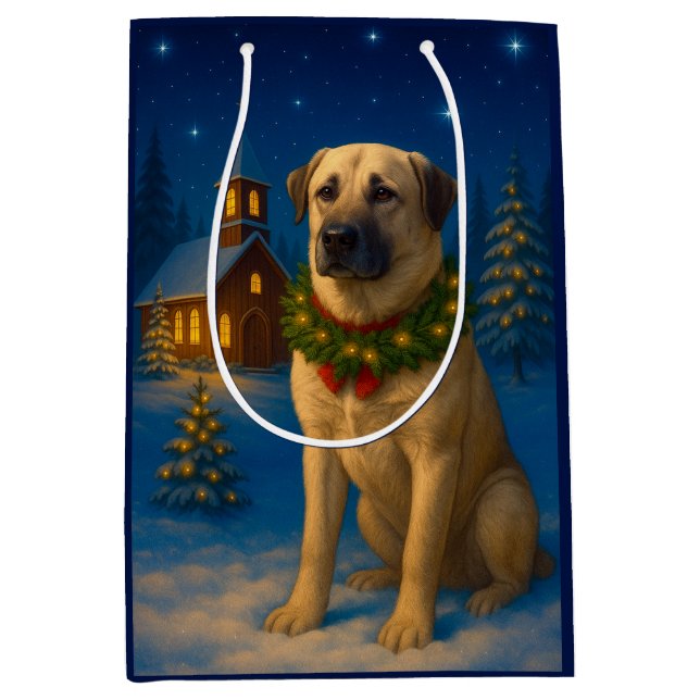 Anatolian Shepherd Dog Holiday  Mittlere Geschenktüte (Vorderseite)