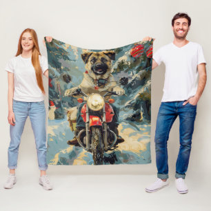 Anatolian Shepherd Dog Riding Motorrad Weihnachten Fleecedecke