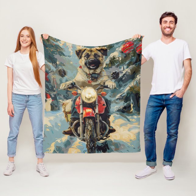 Anatolian Shepherd Dog Riding Motorrad Weihnachten Fleecedecke (Beispiel)