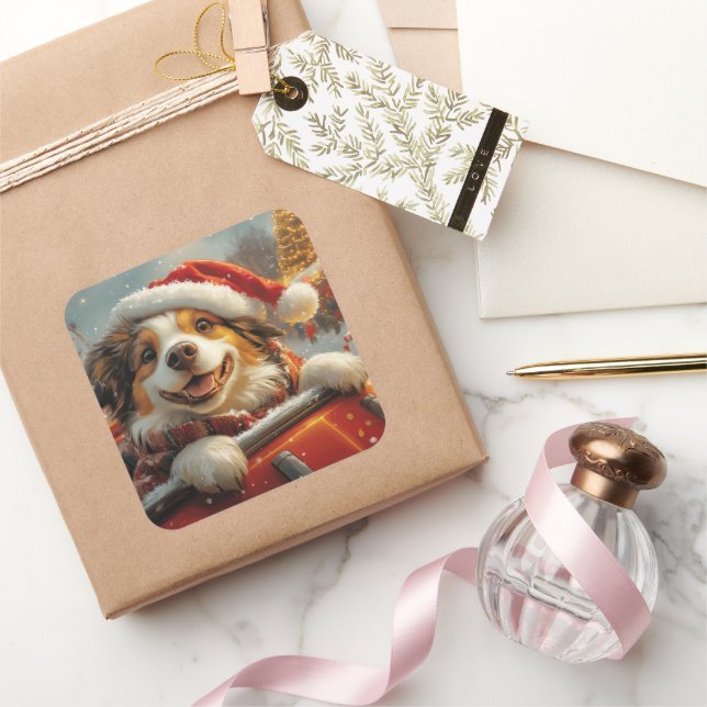 Anatolian Shepherd Dog Roller Untersetzer Weihnach Quadratischer Aufkleber (Schenken)