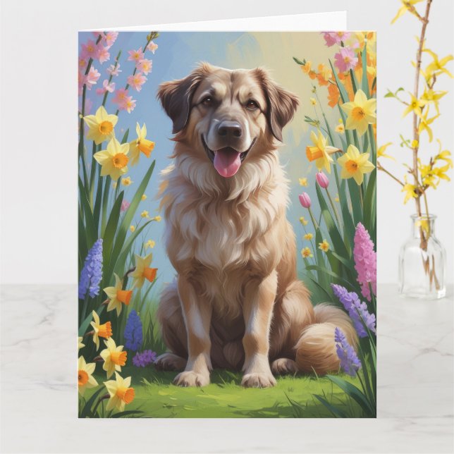 Anatolian Shepherd Dog Spring Blumen Malerei Karte (Gelbe Blume)