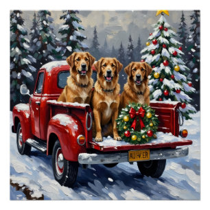 Anatolian Shepherd Dog Weihnachten Rotes Lastwagen Poster