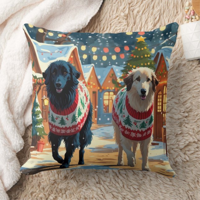 Anatolian Shepherd Dogs Christmas Snow Holiday Kissen (Decke)