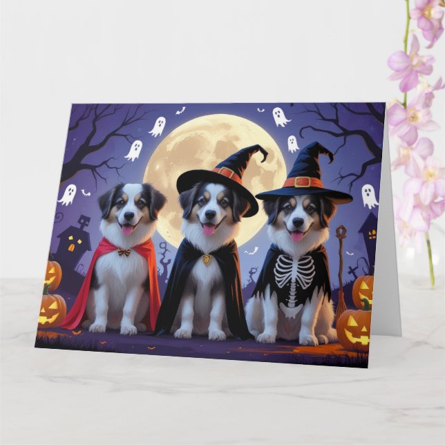 Anatolian Shepherd Dogs Pumpkin Halloween Funny Karte (Orchidee)