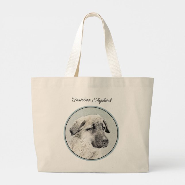 Anatolian Shepherd Fawn Malerei Original Dog Art Jumbo Stoffbeutel (Rückseite)