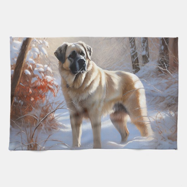 Anatolian Shepherd Let It Snow Christmas Geschirrtuch (Horizontal)
