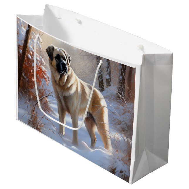 Anatolian Shepherd Let It Snow Christmas Große Geschenktüte (Vorderseite Schrägansicht)