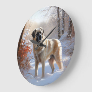 Anatolian Shepherd Let It Snow Christmas Große Wanduhr