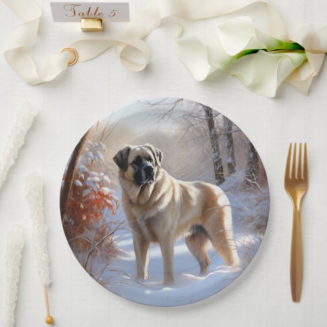 Anatolian Shepherd Let It Snow Christmas Pappteller (Hochzeit)