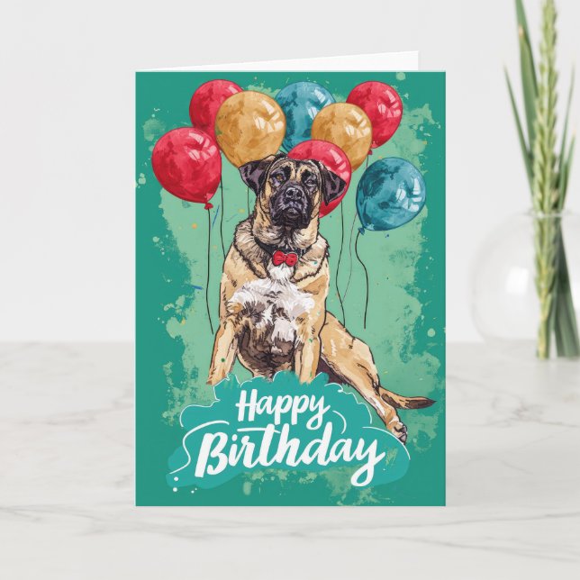 Anatolian Shepherd mit Balloons Geburtstag Karte (Vorderseite)