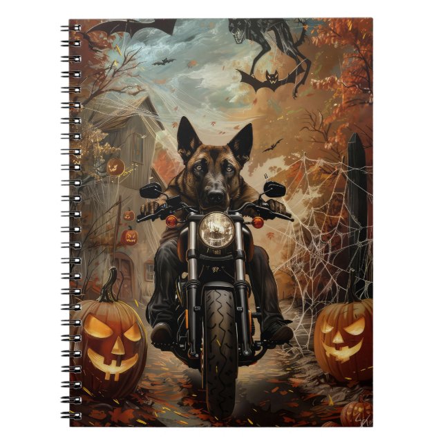 Anatolian Shepherd Riding Motorrad Halloween Notizblock (Vorderseite)